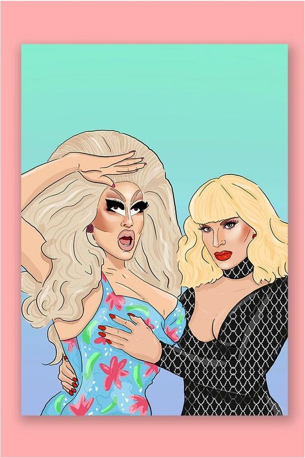 The Queer Store Artprint Trixie og Katya Unhhhhhh blå